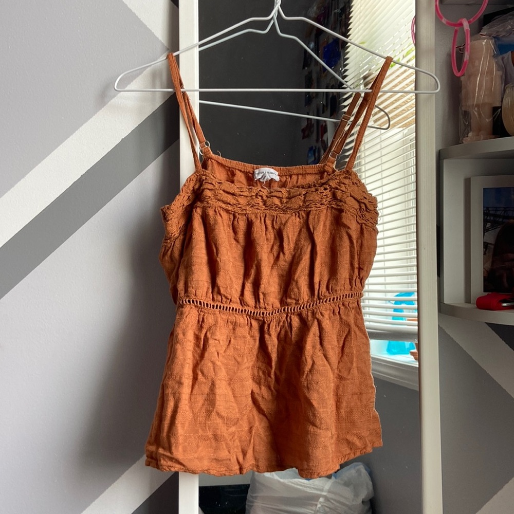 LOVE ON A HANGER Brown half button-down tank top